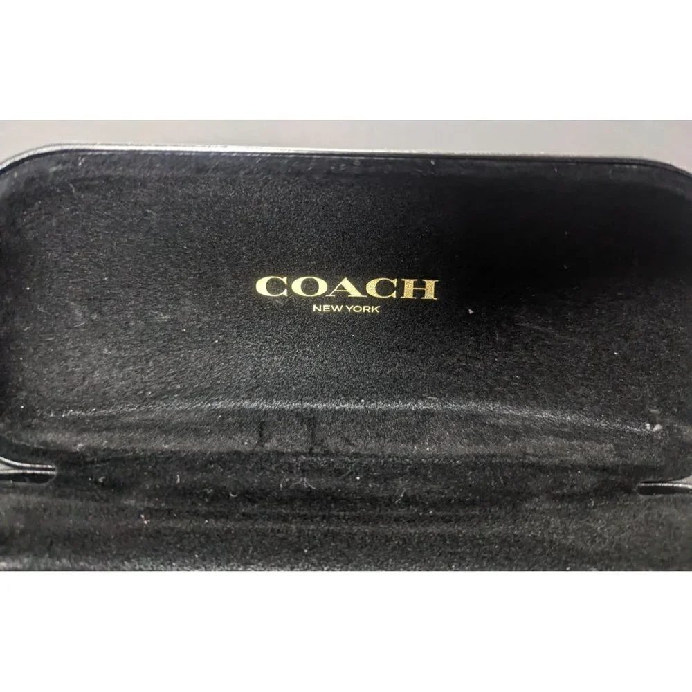 COACH BLACK HARD LEATHER CLAMSHELL GLASSES SUNGLASS HARD SHELL CASE